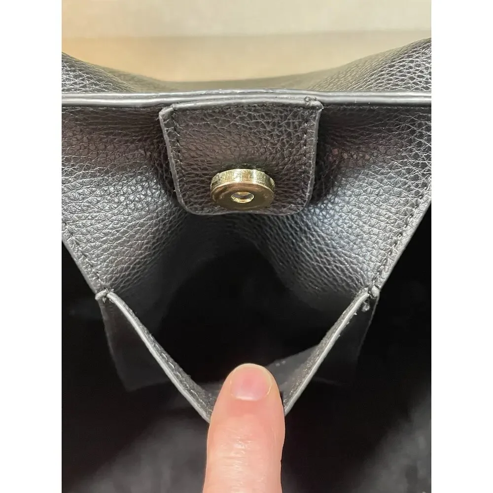 Steve Madden Black Leather Pebbled Tote + Matching Makeup Wristlet-Shoulder Bag